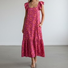 House of Harlow 1960 Jackie Floral Midi Dress Pink size Small