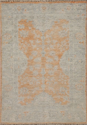 Vegetable Dye Handmade Orange Wool Carpet Oushak Oriental Rug 2x3 Ft ...