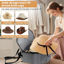 Hat Box for Travel and Storage, Collapsible Cowboy Cap Organizer Case for Clo...