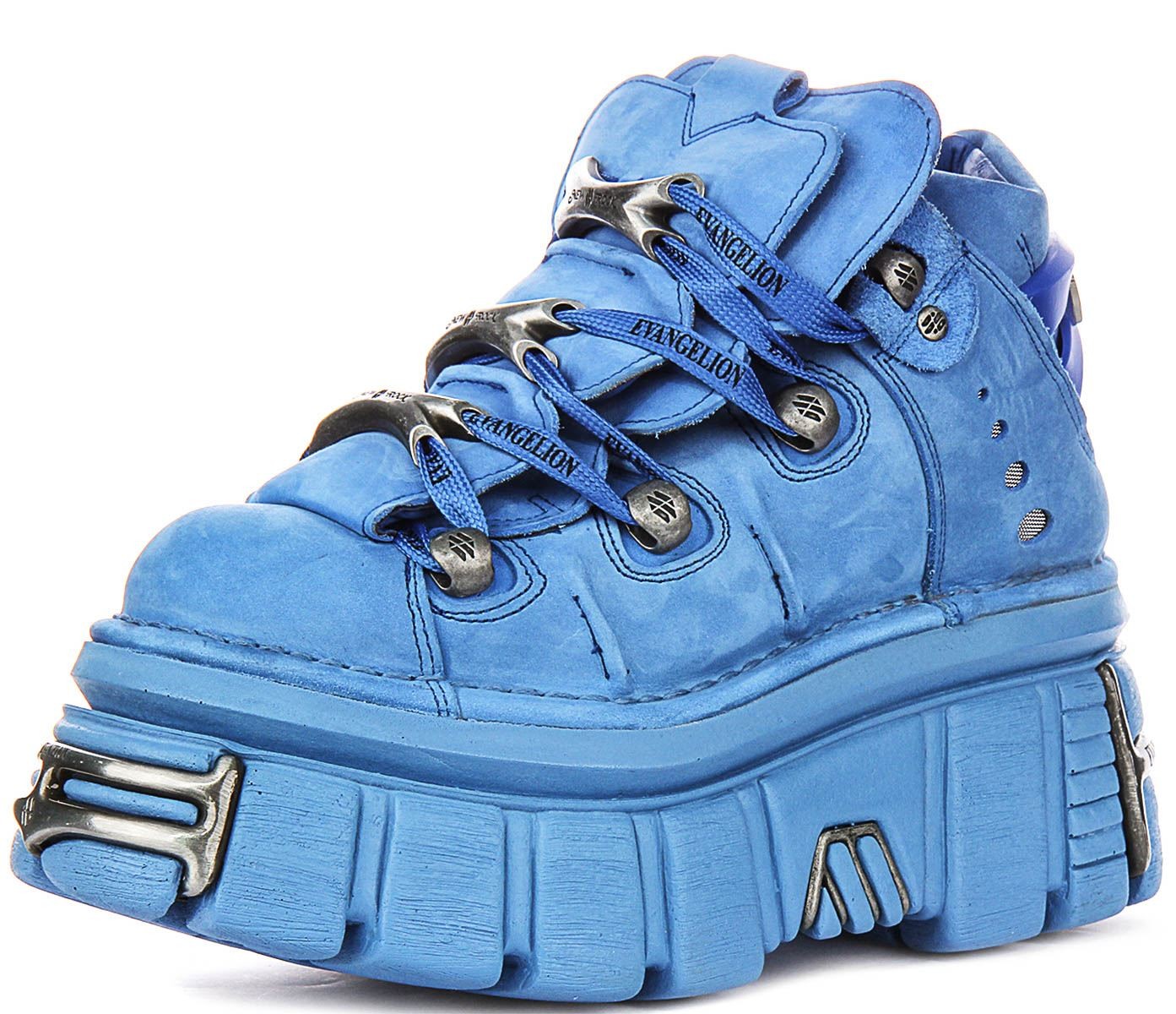 New Rock 106 Tower Edgy Chunky Leather Platform Womens Trainer In Blue UK 4 - 12 image 6