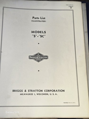 #ad #ad Briggs amp; Stratton ILLUSTRATED PARTS LIST CATALOG MODELS quot;Squot; quot;SCquot; $14.99