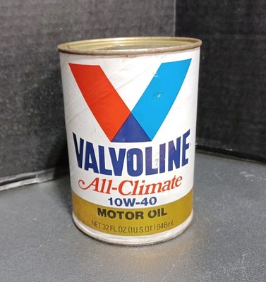 Vintage Valvoline All-Climate 10W-40 Motor Oil Can 1 Quart EMPTY 