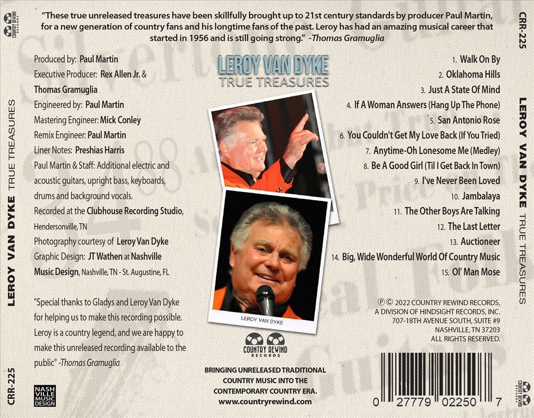 Leroy Van Dyke True Treasures New Cd