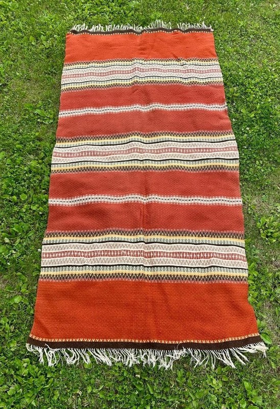 Antique Norwegian Weaving Wool Tapestry Rug Tablecloth Scandinavian Norway 8 ft.