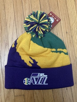 Utah New Orleans Jazz Vintage color splash knit hat mitchell ness NEW Super Rare