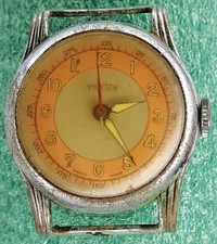 C1621 mens Mentor Military Field Red Hand Orange Manual Vintage Watch Parts lot