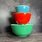 Vintage Pyrex Primary Colors Nesting Mixing Bowl Set 401 402 403