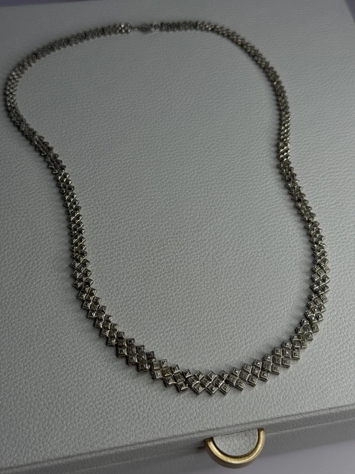 Beautiful Elegant 925 Sterling Silver Diamond Necklace Length 18 Inch - Image 2 of 4