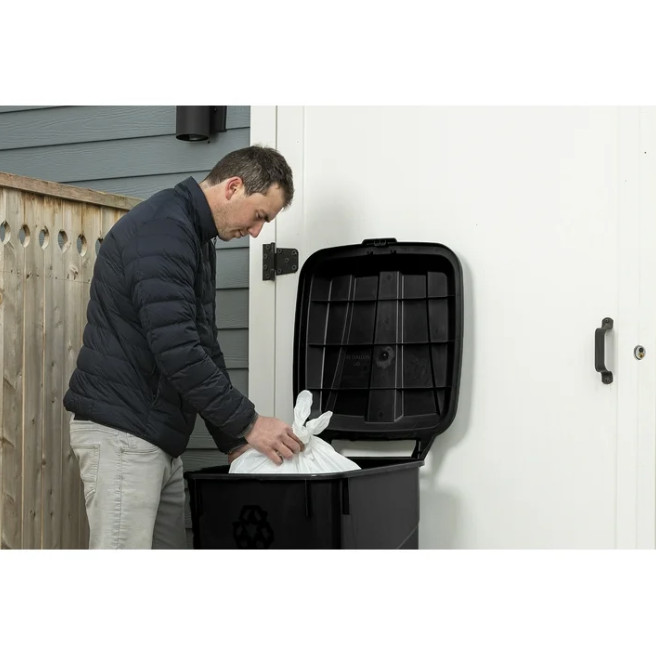 (2 pack) Hyper Tough 45 Gallon Wheeled Heavy Duty Plastic Garbage Can, Attached