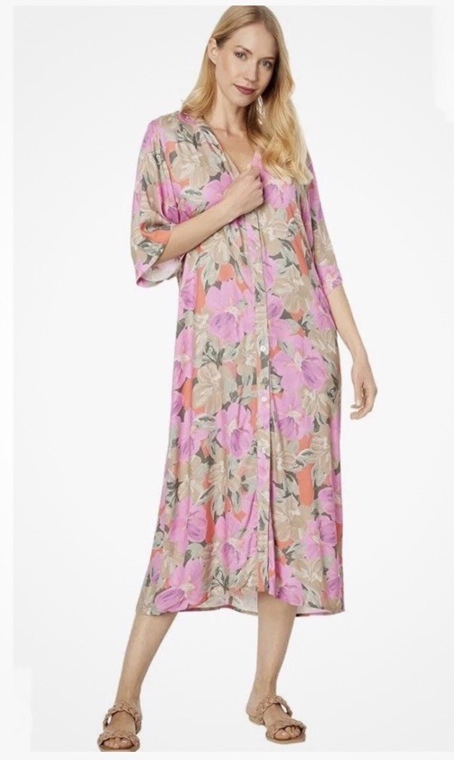 Anthropologie Saltwater Luxe Tallulah Maxi Dress XL Pink Floral Summer Sun Boho