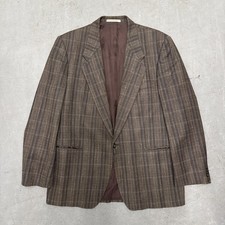 Vintage Yves Saint Laurent Men's Brown and Gray Pinstripe Blazer