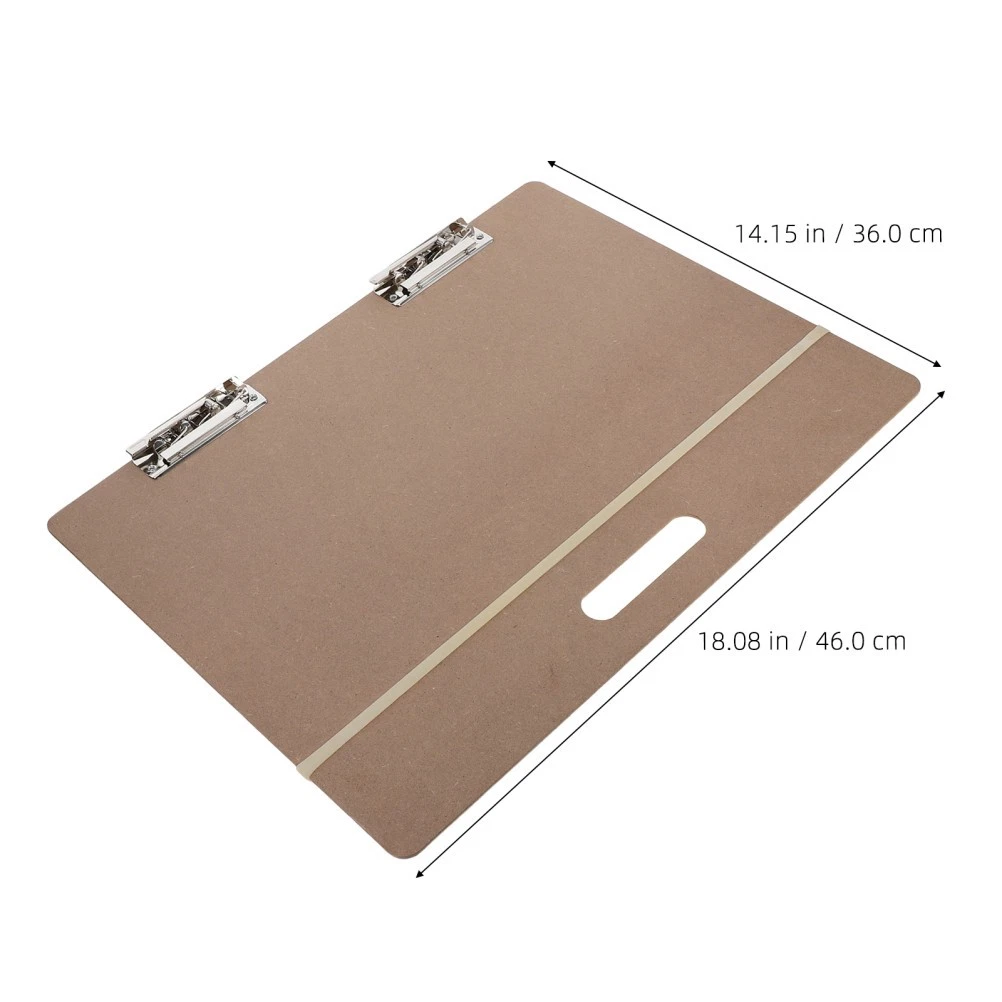 Tablero de dibujo de madera beige portátil con correa de clip de metal para artistas