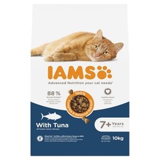 IAMS Advanced Nutrition With Tuna Wheat Free Senior 7+ Dry Cat Food *10kg* PACK 4.20 per kilo