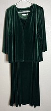 Joan Rivers Womens 1X Petite Green Velvet Maxi Dress Cardigan Holiday Party