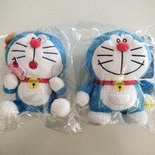 Set of 2 Doraemon mascot key ring with embroidered charm stuffed toy
