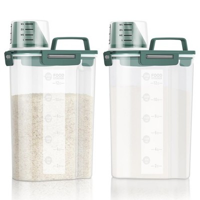 Airtight Rice Storage Container, 3.28Qt Cereal Dry Food Flour and Sugar Bin, ...
