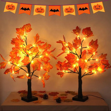 24 LED Black Birch Tree Light DIY Branch Table Lamp Halloween Fall Decor