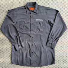 Red Kap Work Shirt Mens Medium Gray Button Up Long Sleeve Industrial Uniform