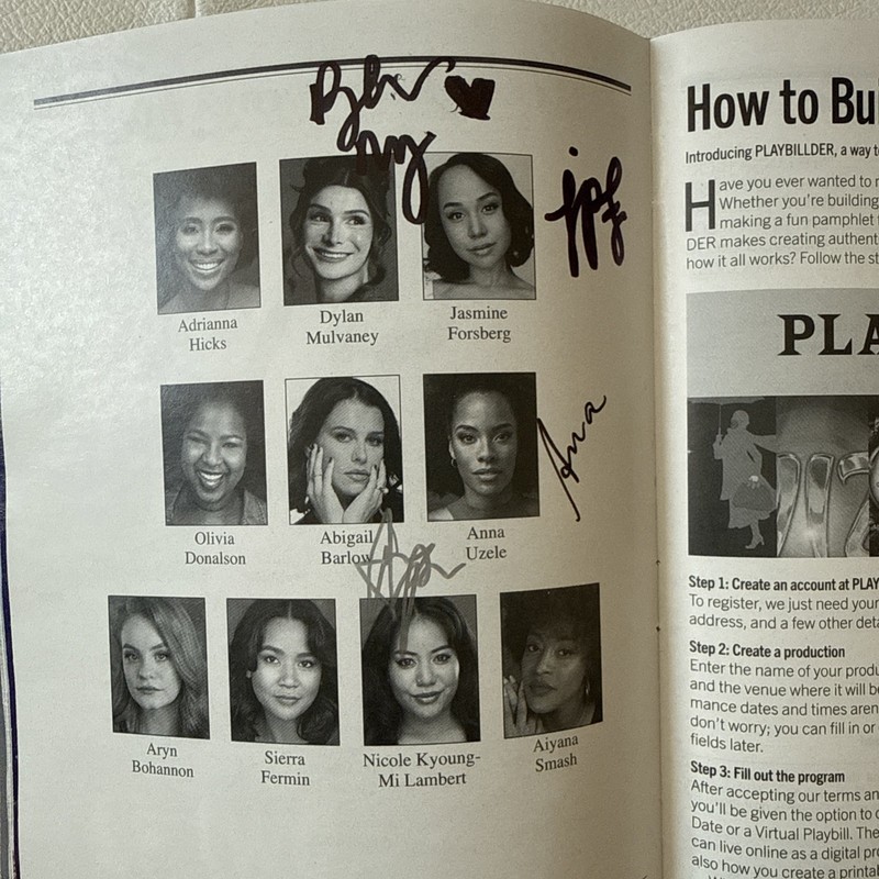 Six Broadway Cast SIGNED Playbill Dylan Mulvaney Abigail Barlow Anna Uzele