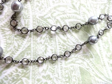 VTG KENNETH JAY LANE KJL CRYSTAL BEZEL PEARL GUNMETAL FACETED NECKLACE WOW!1980s