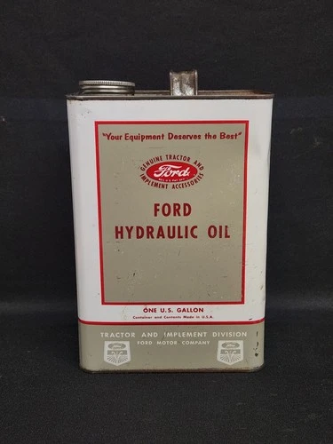 VINTAGE 1950's FORD HYDRAULIC OIL 1 GALLON CAN TRACTOR & IMPLEMENT DIVISION Sign