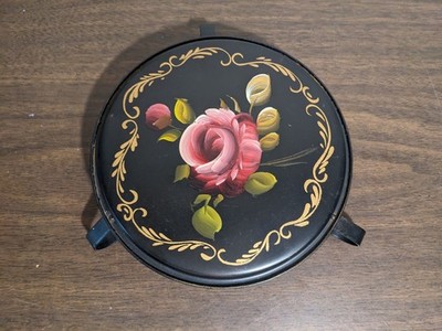 E.T. Nash Co. Hand Painted Chip & Alcohol Resistant Round Floral Tray 11.5''