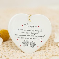Ceramic Dog Memorial Ornament Paw Prints Keepsake