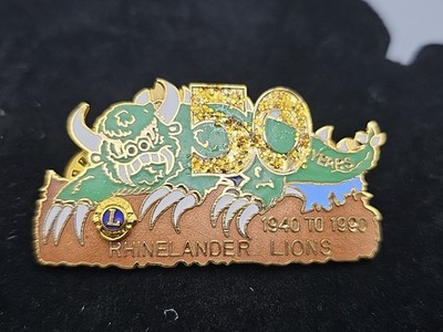 NOS 1940-1990 Enamel 50 Years Lions Rhinelander Hodag Wisconsin Lapel Pin NEW