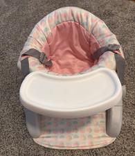 Summer Infant Portable Baby Booster Floor Seat w/ Tray Pink/Gray