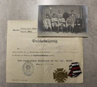 WW1 GERMAN HINDENBURG THE HONOUR CROSS  + OFFICERS  PHOTO + MILITARY CALL PAPER
