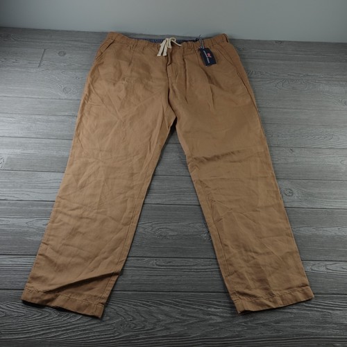 Vineyard Vines Pants Mens XL Khaki Linen Cotton Pull-On Pleat Straight Leg NWT - Picture 3 of 7