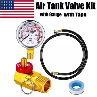 #ad Air Tank Repair Kit Air Tank Valve Kit with Pressure Gauge US STOCK $16.99