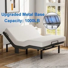 Power Base Adjustable Bed Frame with Wired Remote Dual Motor Queen Size 1000LB