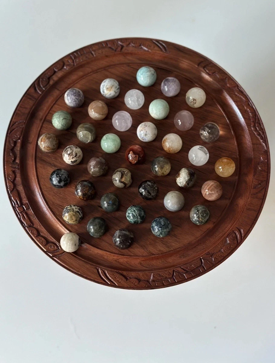 Jeu De Solitaire Ancien En Pierre Stéatite - Plateau De Jeu Vintage