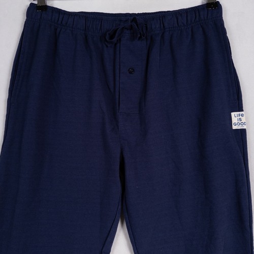 Life is Good Sleepwear Lounge Pants Mens L Navy Blue Pockets Drawstring Casual - Picture 2 of 9
