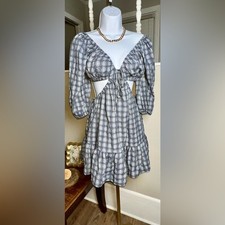 ILLA ILLA Small Plaid Mini Dress in dark Navy and White Small