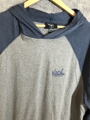 Virtika Hoodie 2XL Gray Blue Lightweight Sweatshirt Embroidered Logo Sports