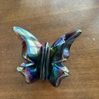 VTG Fenton Amethyst Iridescent Glass Butterfly Purple Carnival Glass w sticker