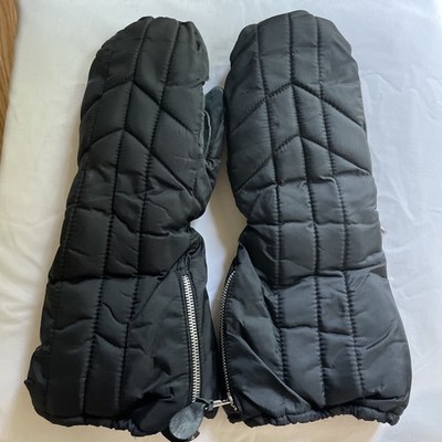 Vintage Kombi Snowmobile Mittens Gloves Mens Large Leather Nylon Black Red Inner
