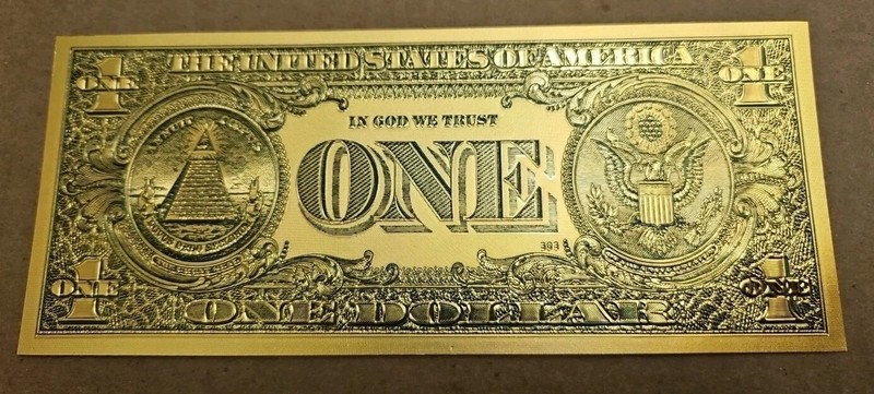 24K GOLD Plated Foil $1 Dollar Bill Collectible Novelty Collection Note #F333L
