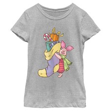 Girl's Winnie the Pooh Piglet Christmas Gifts T-Shirt