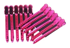 12 Pcs Dividing Hot Pink Hair Styling Premium Rustproof Metal Alligator Curl ...