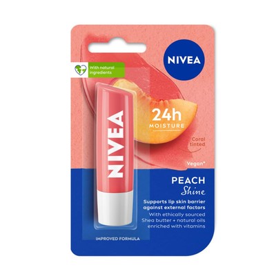 NIVEA Lip Balm For Fruity Peach Shine 4.8gm.