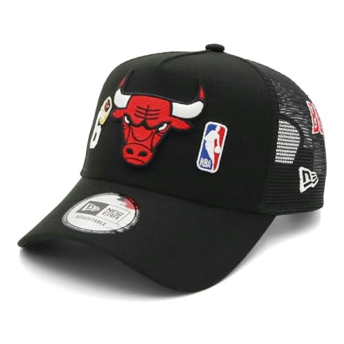 New Era 9Forty A-Frame Trucker 6X Champ NBA Chicago Bulls berretto a rete CHI nero - Foto 1 di 5