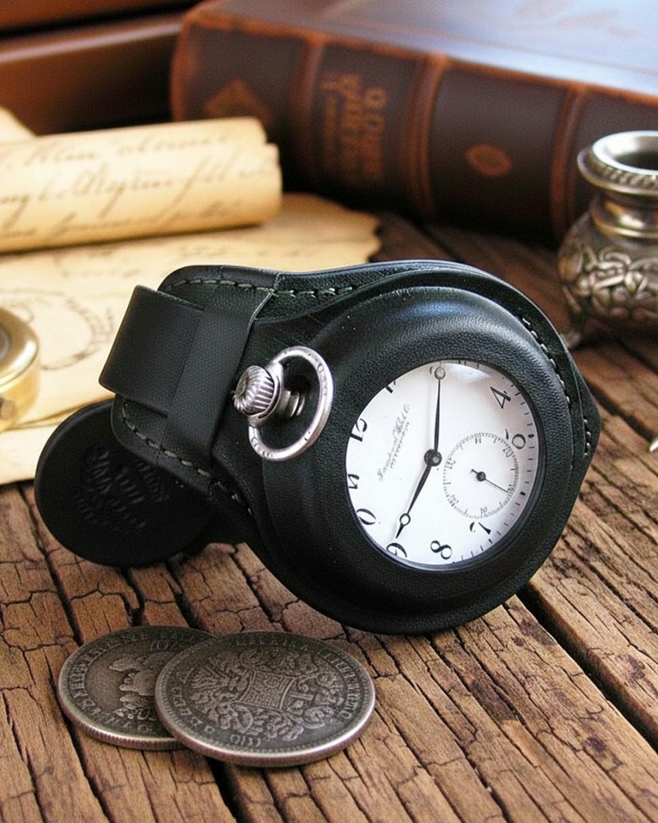 懐中時計バンド個性WW1代用 Pocket Watch Strap明治大正日本軍 WW1 Trench Watch Strap | Leather Pocket Watch Band Case 48-53mm