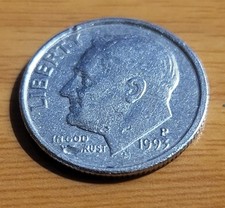 1993 P  $ .10 ROOSEVELT DIME 10 CENT STRIKE THROUGHS ERROR IN GOD WE TRUST