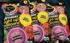 3 Pack Illooms Birthday LED Balloons 5pk Each Light Up Party Glow 15 Hr