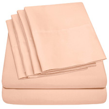 Sweet Home Collection 6 Piece Bed Sheet Set Full Peach