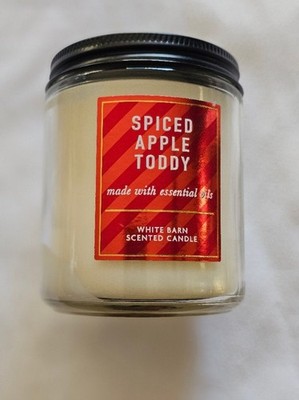 White Barn Spiced Apple Toddy Candle with Red and Cream Label
