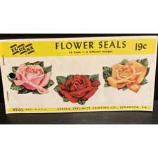 Vtg 1963 Eureka Die-Cut Flower Seals 36 seals...